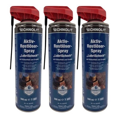 3 Stück TECHNOLIT Aktiv-Rostlöser-Spray  LubriSchock'' Kraft Multi Rostlöser 1500