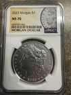 2023 $1 Morgan Silver Dollar NGC MS70 US Graded Coin Slab 999 Fine
