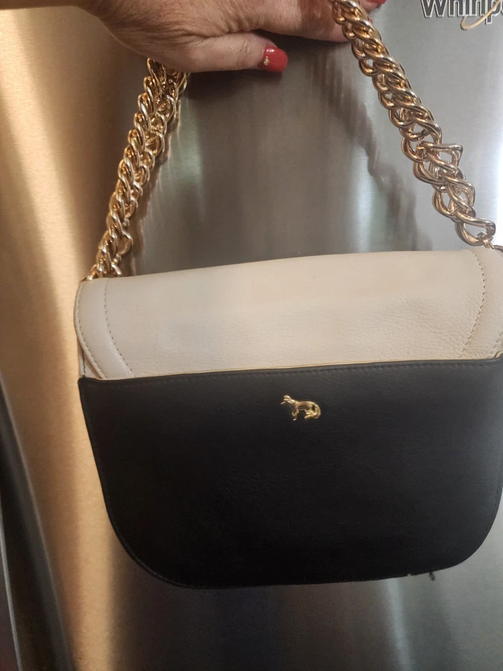 EMMA FOX 女式海军蓝/奶油色皮革/斜挎包手拿包 — 第 2/4 张图片