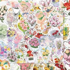 30Pcs Random Aesthetic Colorful Flower Bouquet Floral Plant Waterproof Stickers
