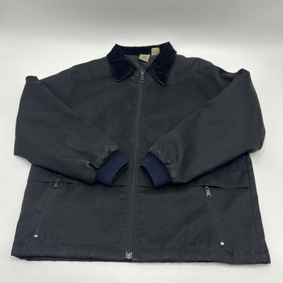 VINTAGE GAP Black Corduroy Collar Quilted Lined Bomber Jacket Mens SMALL 90s