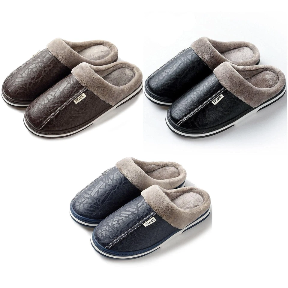 PERMANI Herren Gefüttert Hausschuhe Isoliert Slippers Klassische Warme Schlappen