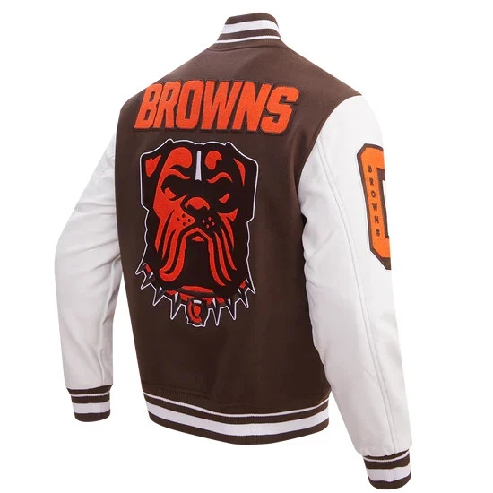 Cleveland Browns Brown Wool  Sleeves Men's Varsity Jacket