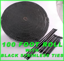 Black Exhaust Header Wrap 18 Thick 2 Inch X 100 Feet Black Stainless Ties Kit