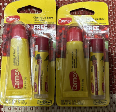 Carmex Classic Lip Balm w/Bonus Cherry  Stick Blister 2 packs