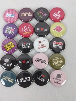 NWOT, SET OF 20PC I LOVE KNITTING BUTTONS PINBACK.