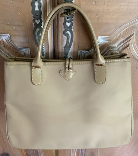 LONGCHAMP Roseau Nylon w/Leather Trim Tote Handbag in Beige - Picture 4 of 9