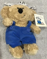 American Greetings Boomerang Bear Koala Blue Overalls & Newspaper Hat Plush