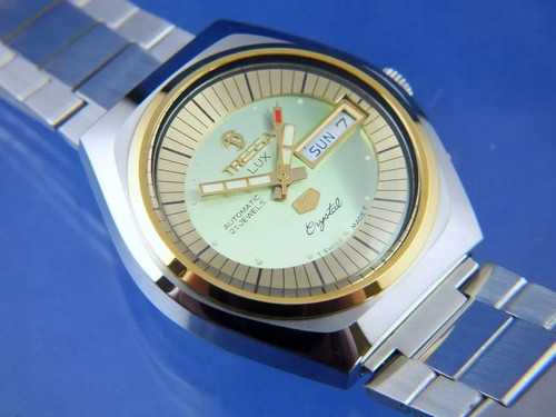Tressa Lux Crystal Automatic Watch Vintage Retro Swiss 1970s NOS Cal AS 5206 - Picture 2 of 12
