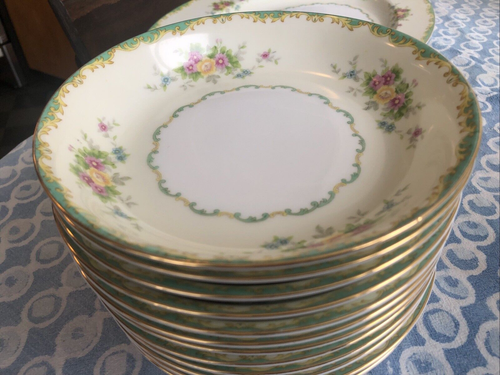 Vintage Noritake M Mystery Porcelain Floral Salad Soup Bowl w Gold - 1917 Japan - Picture 2 of 7