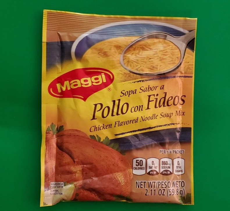 PAQUETE DE 6 MEZCLA DE SOPA DE NOOSLA CON SABOR A POLLO MAGGI/SOPA SABOR A POLLO CON FIDEOS