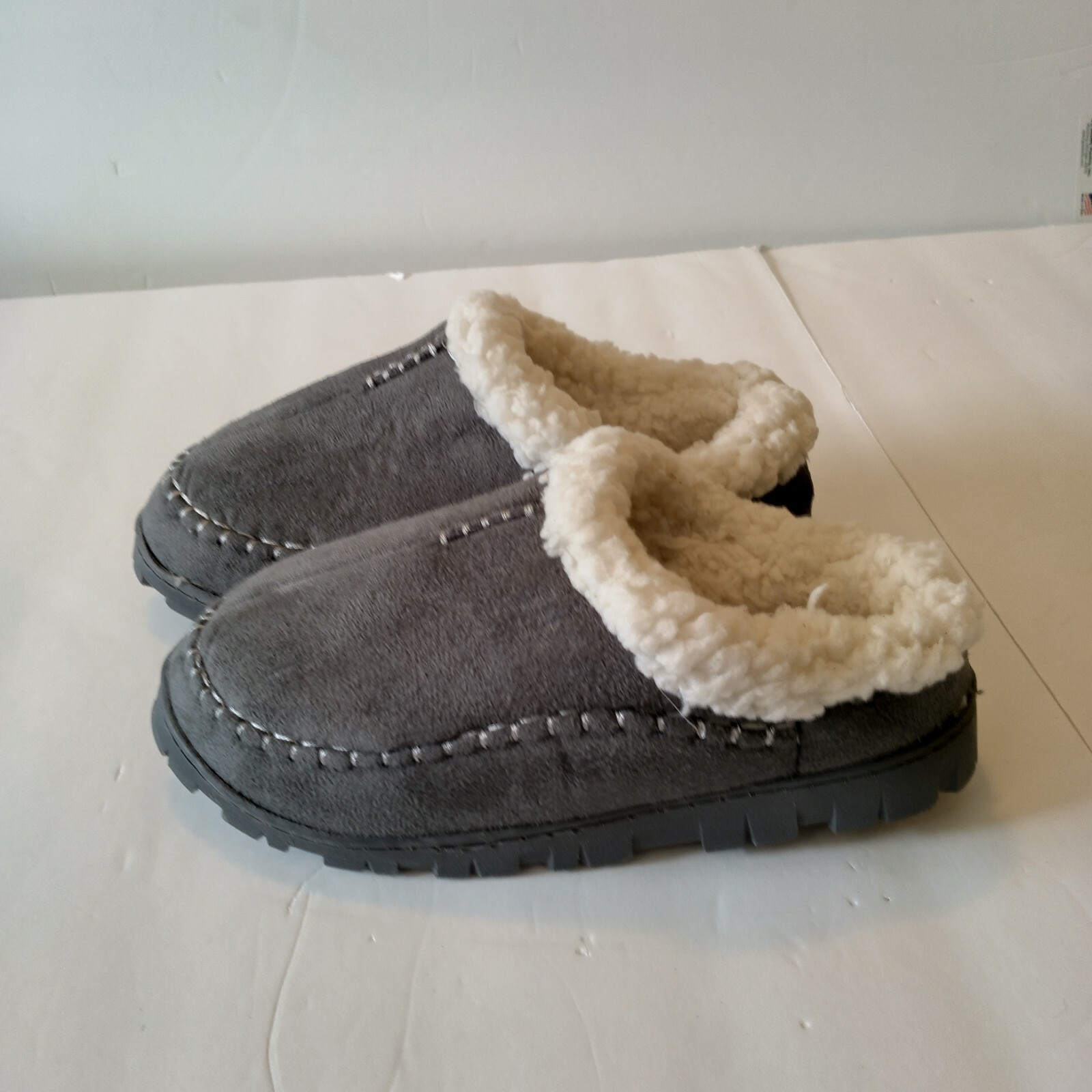 Women's Aerosoles Grey Suede Memory Foam, Berber lined slippers Size M  (6.5-7.5) | eBay