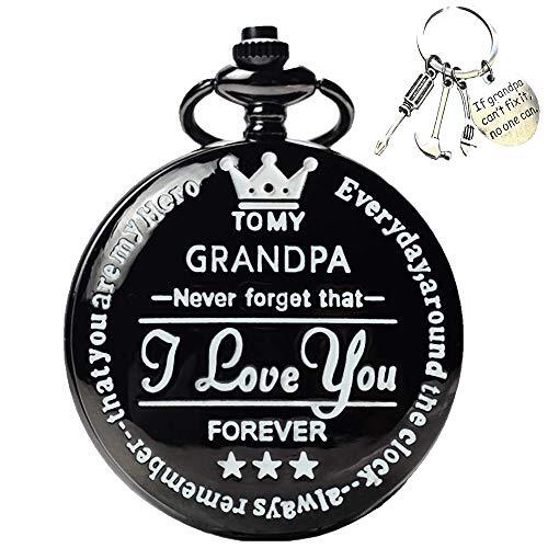 to My-Grandpa Pocket-Watch for Grandpa Best Gifts for Him Birthday Black