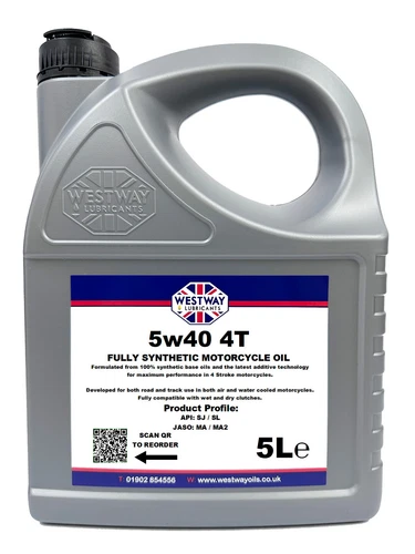 5w40 Motorcycle Oil Fully Synthetic 4 Stroke JASO MA2 5W-40 API SL 5L