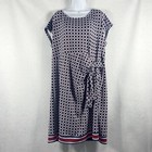 Talbots Dress Women’s 2X Black Red Shift Jersey Geometric Tie Front NWOT