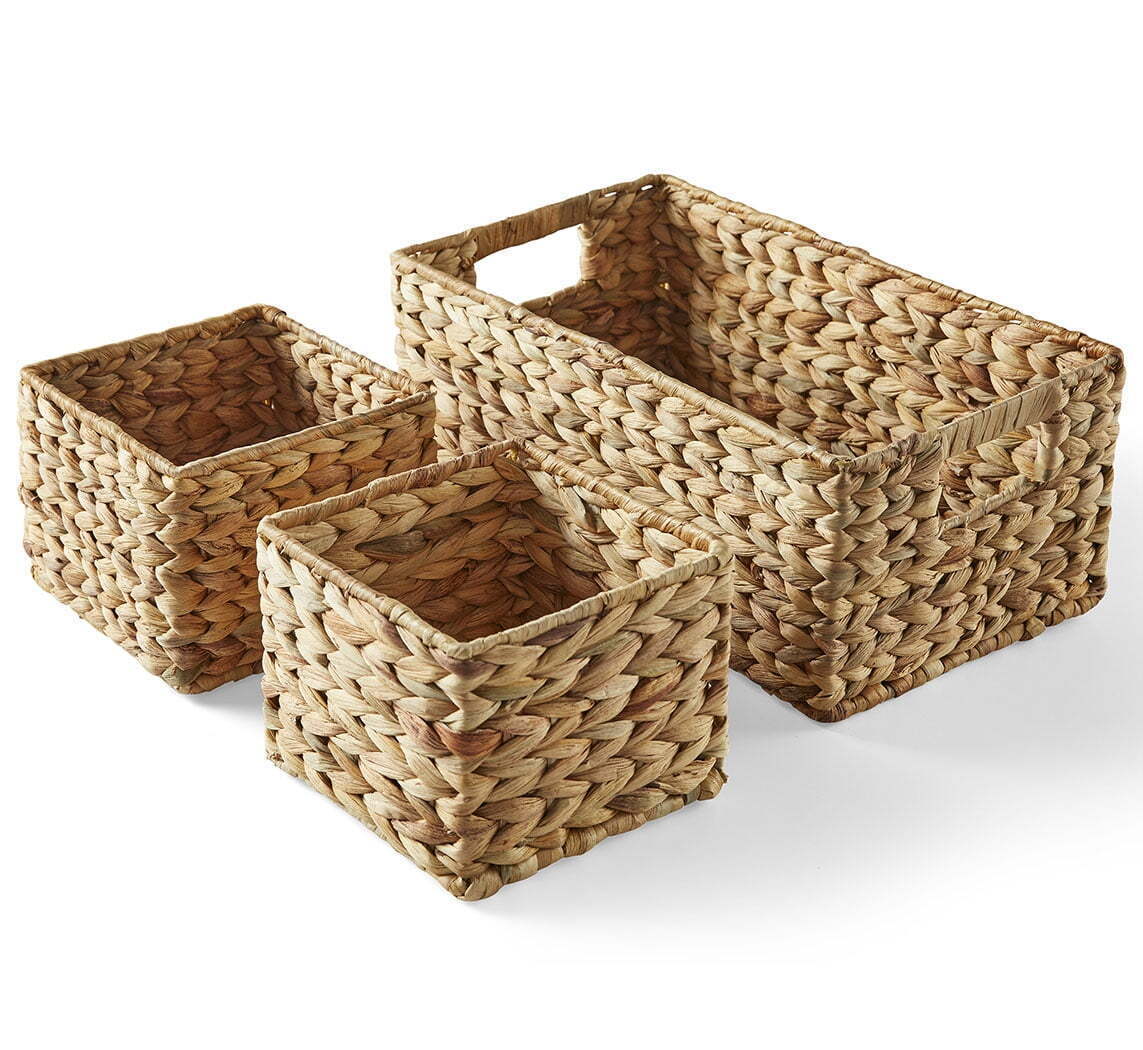 Better Homes & Gardens 3-Piece Woven Natural Water Hyacinth Storage Basket Set
