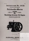 Fairbanks Morse Z 3 & 6 HP Hit & Miss Engine Manual