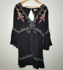 NWT ASOS BLACK FLORAL EMBROIDERED BACK CUT OUT DRESS US14 UK18