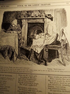 Kvc17 Ephemera 1908 Punch Cartoon Apportieren Baby Nachthemd 