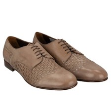 Dolce & Gabbana Woven Leather Derby Shoes Sicilia Braun Beige 44 US 11 UK 10