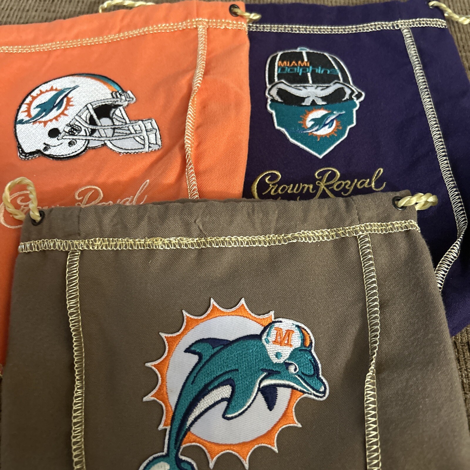 NFL Miami Dolphins 3 Bag Set Of Logo’d CROWN ROYAL BAG 1 Liter 9X7 eBay