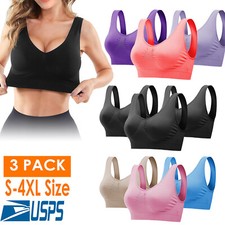 3 Pack Womens Seamless Sports Yoga Bra Wireless High Impact Fitness Bralette US