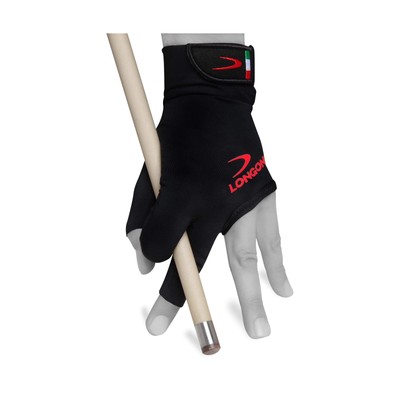 Longoni Black Fire 2.0 Billiard Pool CUE Glove - for Left or Right Hand - Black