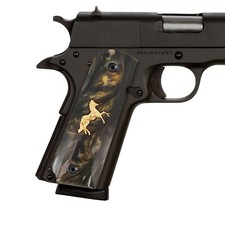 Colt 1911 Grips Gold Brown Pearl Gold Horse Full Size 1911 Government, Commander