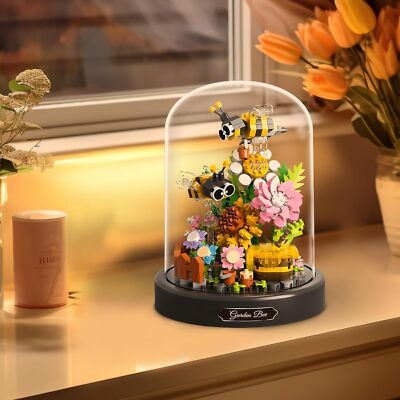 Blumen Micro Mini Baustein Set Klemmbausteine Künstliche Bausteine mit LED Licht