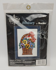 Bucilla Gallery Of Stitches Cross Stitch Kit #33028 BASKET OF PANSIES 5" x 7"