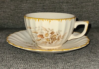 Vintage Limoges Sun Valley Tea Cup/Coffee And Saucer Plate Dasiy Bouquet Design 