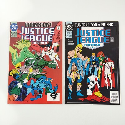 Justice League America #69 #70 2nd Print VF Death of Superman Tie-In (1992 DC)