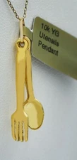 SOLID UTENSILS PENDANT SOLID 10K YELLOW GOLD - New With Tag