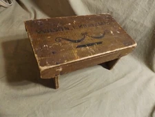 Primitive Antique Foot Stool Handmade w Name Hand Painted WILSON I KRAMMES 1899
