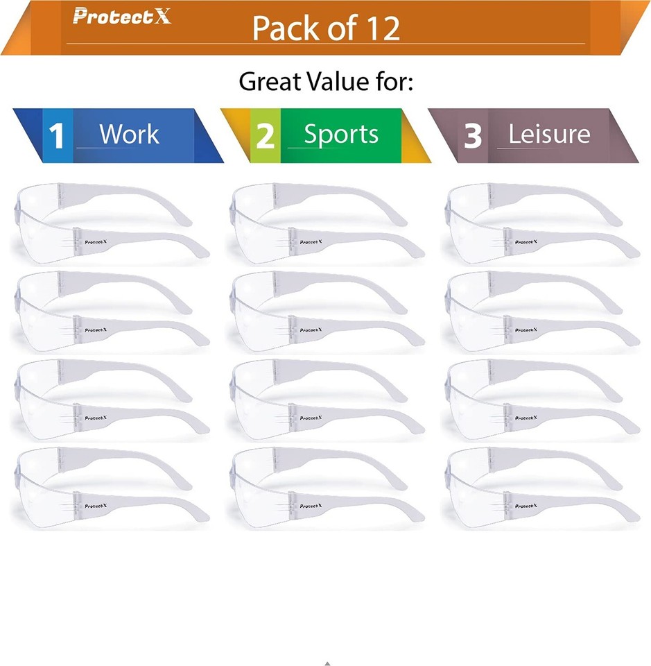 ProtectX Safety Glasses for Men & Women, Safety Sunglasses with Anti