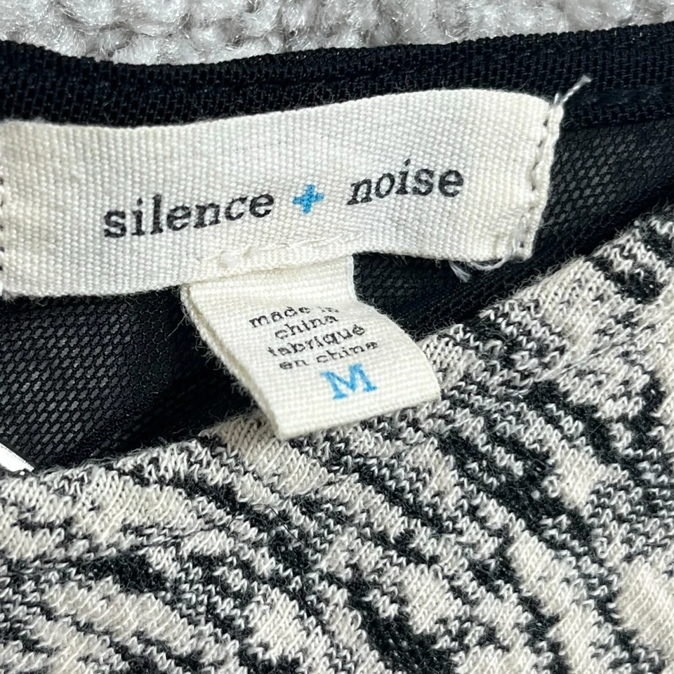 Camiseta sin mangas Silence + Noise para mujer mediana negra blanca recortada malla trasera cremallera Foto 4 de 4