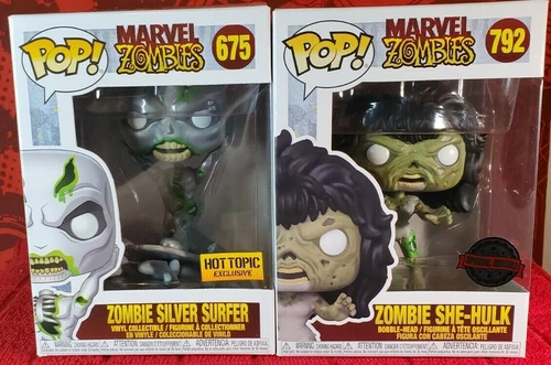Funko Pop ZOMBIE SILVER SURFFER #675 (HT) Y ZOMBIE SHE-HULK #792 (Exclusivo)