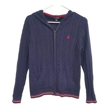 Brooks Brothers Fleece Girl's Long Sleeve Navy Blue Ribbed Zip Up Sweater Size L