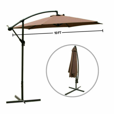 10 hanging patio umbrella brown colors Outsunny 10' Cantilever Tilt Offset Cross Base Red or relaxing Clihome 10 ft. Solar LED