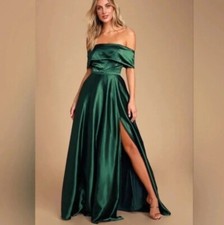 Lulus Greatest Hits Forest Green Maxi Slit Dress Womens XS Fairy Whimsigoth