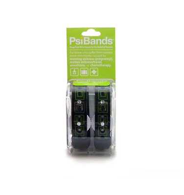 PsiBands 2 Drug Free Wristband for Relief of Nausea Morning Sickness Travel Blac