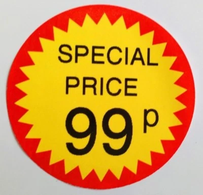 Customisable Price Labels, Promotional Labels, Red and Yellow, 48mm, 500 labels