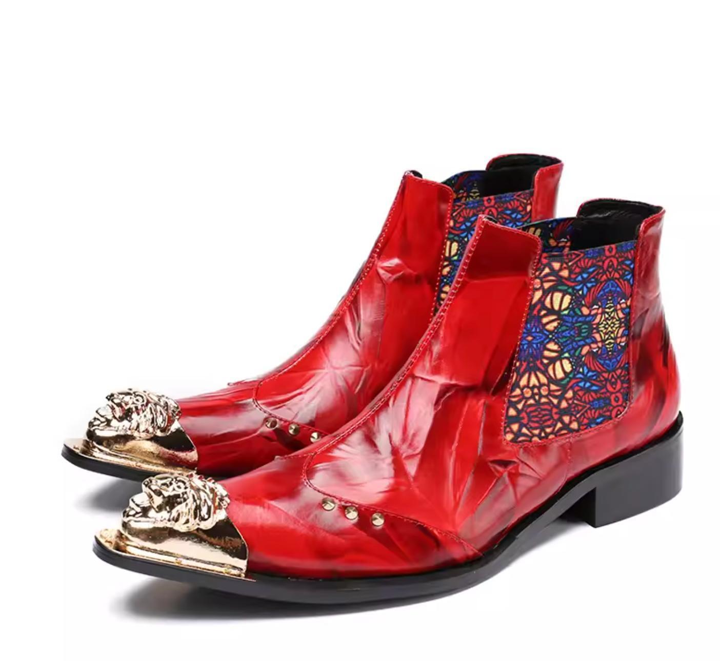 SAOLA Abito uomo moda britannica in pelle metallo punta scarpe da lavoro stivaletti