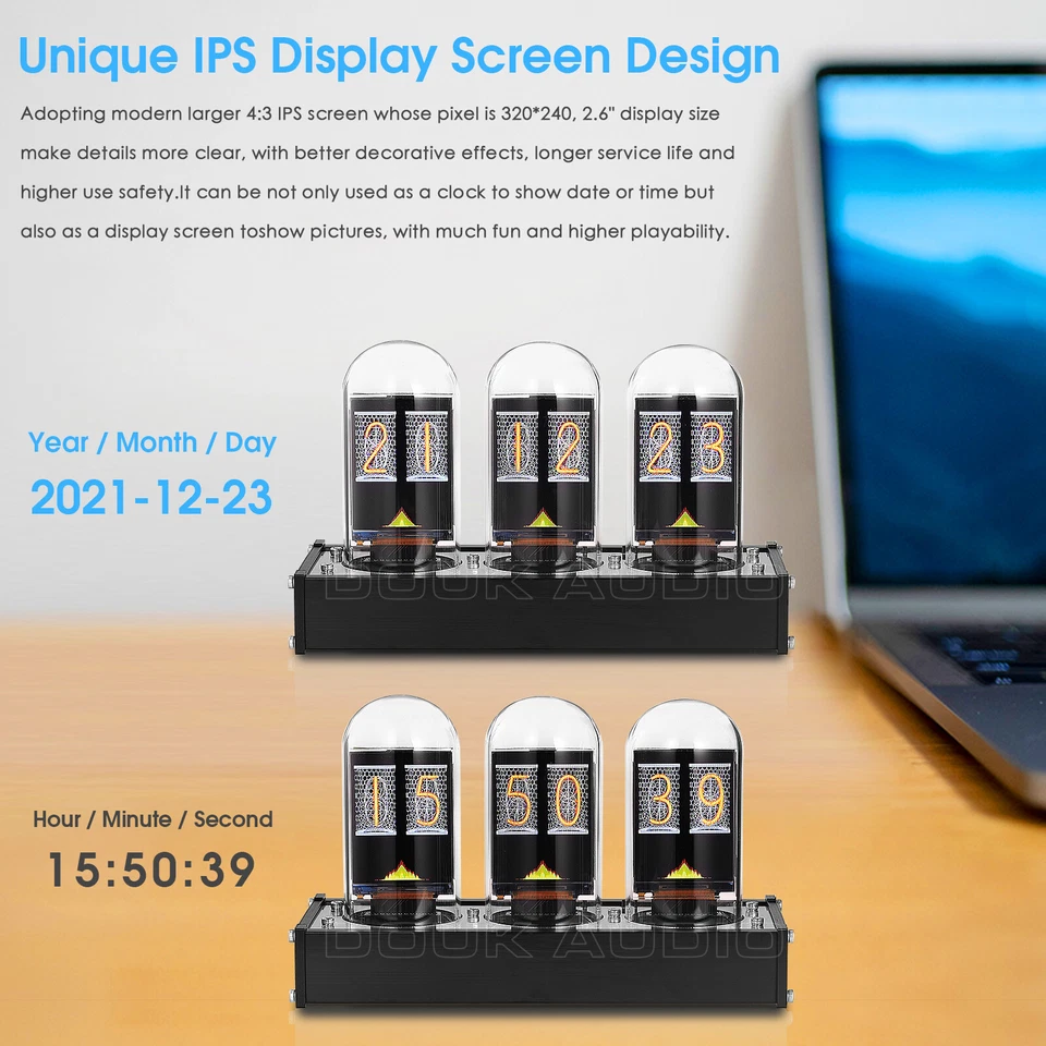 [Upgraded] Modern IPS Nixie Tube Clock Large Display Sound Level Meter DIY Gifts - Image 3 of 4