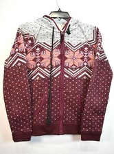 American Eagle Women Burgundy Full ZIp Long Sleeve Sherpa Lined Hoodie Sweater M