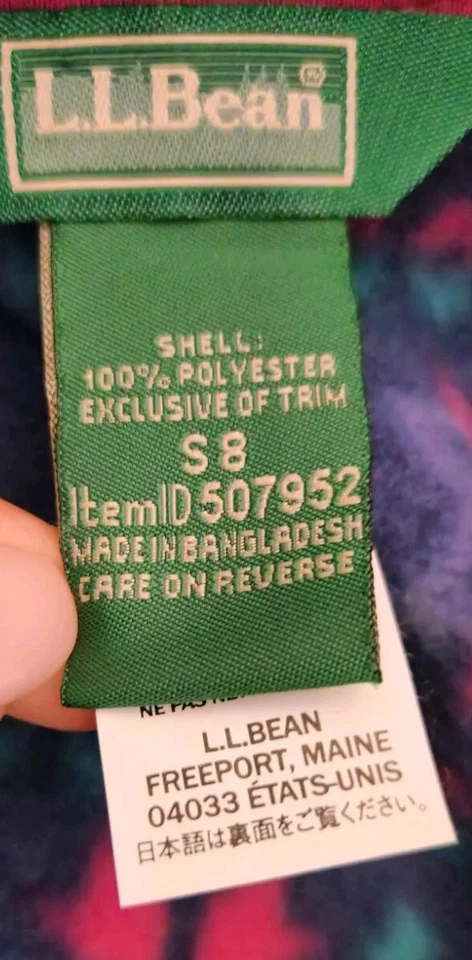 LL Bean Girl's Fleece Purple Fair Isle Print Full Zip Pockets Vest! S Excellent  - Image 3 of 3