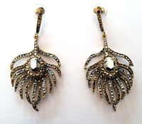 Butler & Wilson Gold Silver Crystal Peacock Feather Earrings Butler & Wilson Gold Silver Crystal Peacock Feather Earrings