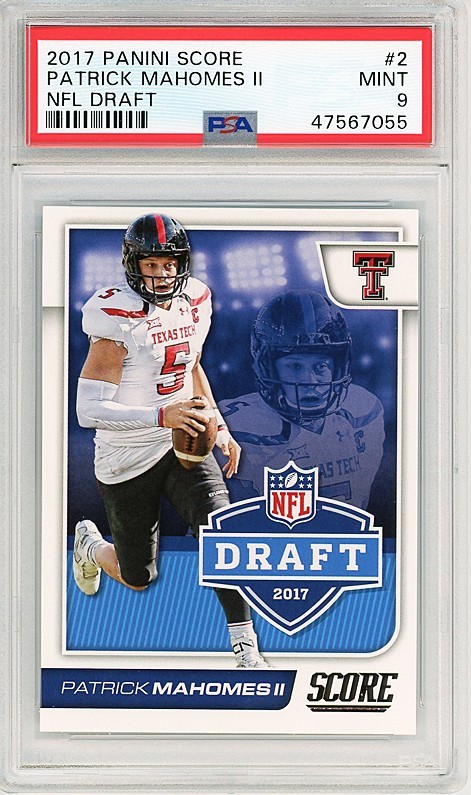 2017 -PATRICK MAHOMES- PSA 9 Panini Score NFL DRAFT ROOKIE Insert Card - RC