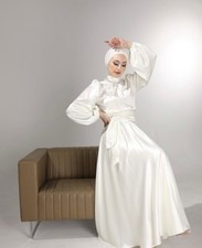 Standesamtkleid / weißes Kleid aus Satin / Abendkleid / Tesettür elbise / Nikah