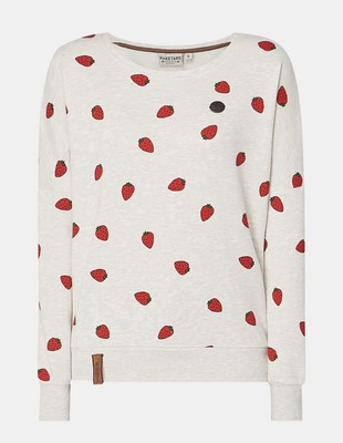 NAKETANO Women s Strawberry Crew Neck SWEATSHIRT  A gift can be a curse  Large